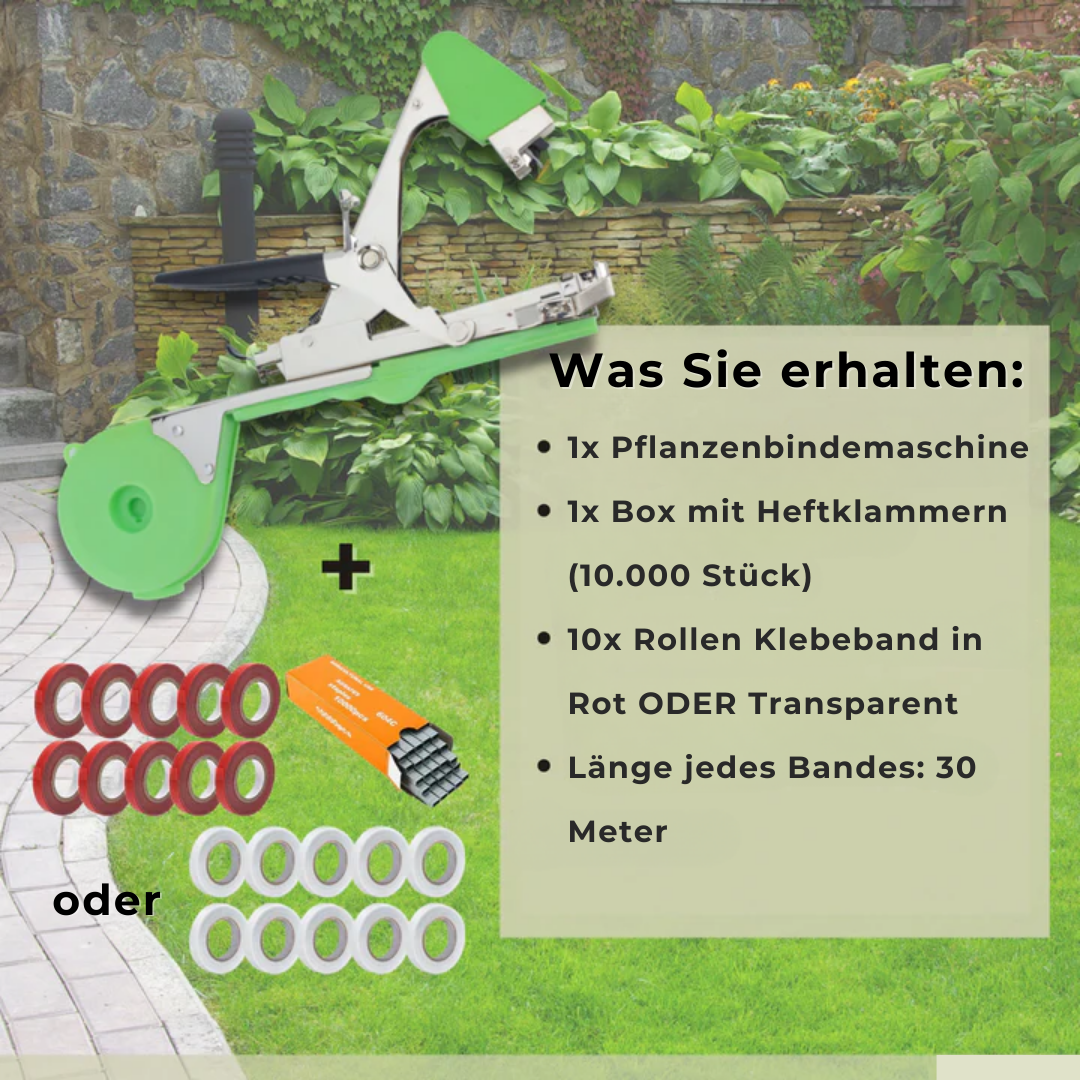 50% RABATT ENDET HEUTE | TieUp Pflanzenbindemaschine | inkl. 10 Rollen Klebeband