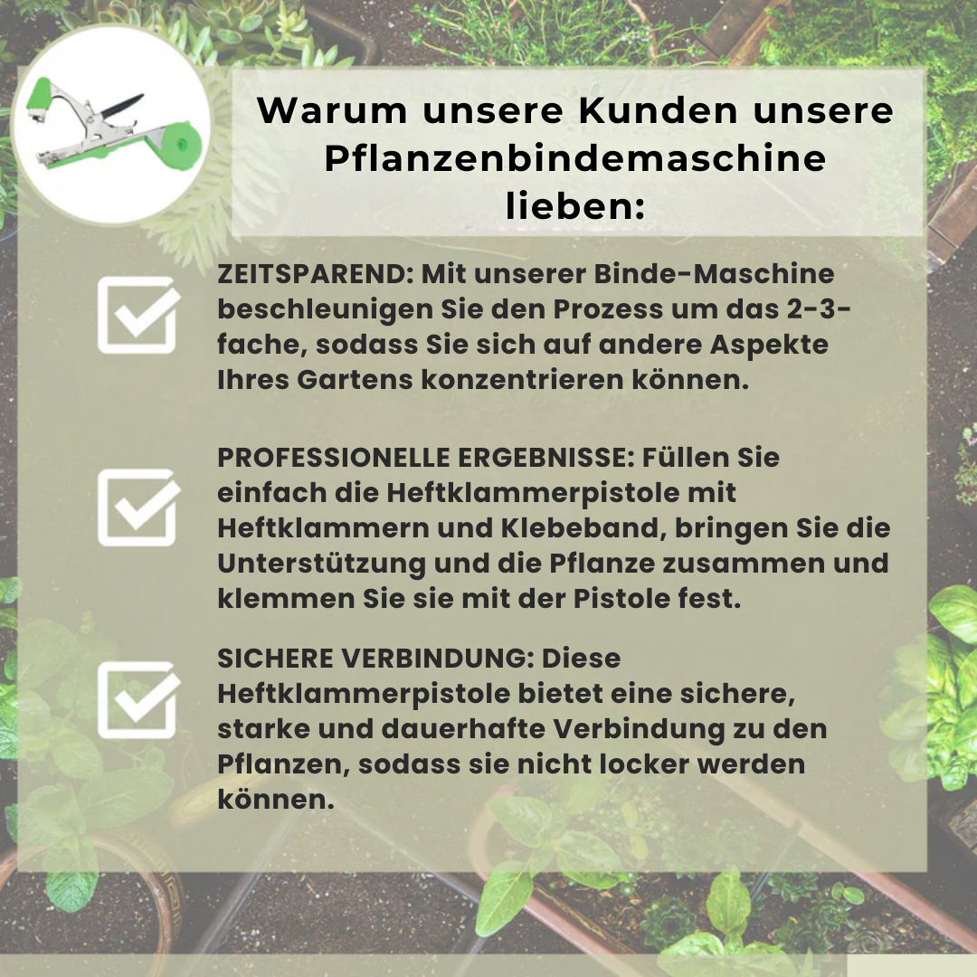 50% RABATT ENDET HEUTE | TieUp Pflanzenbindemaschine | inkl. 10 Rollen Klebeband